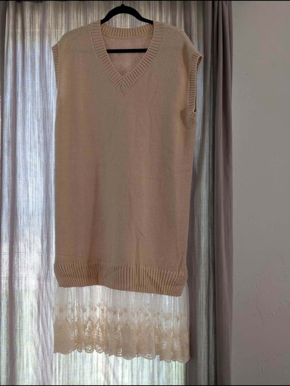 Cider Sleeveless V-Neck Knit Dress in Light Beige